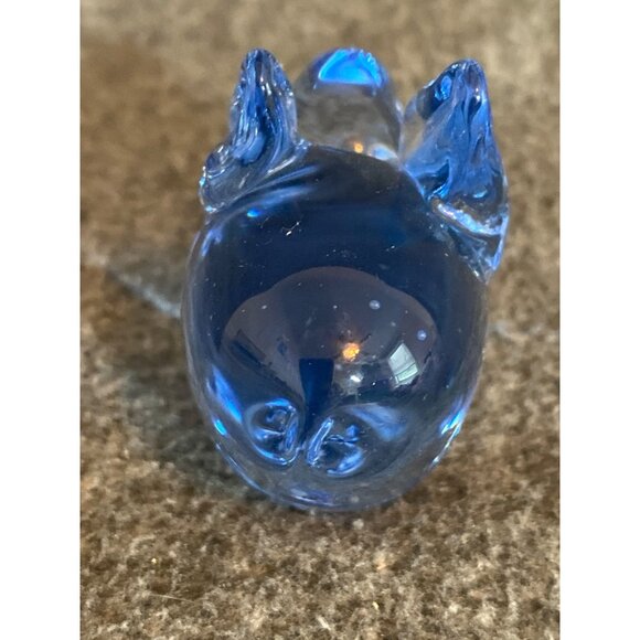 VTG Art Glass Blue Bunny Rabbit & Turtle Paperweight Figurine Translucent - Picture 5 of 10